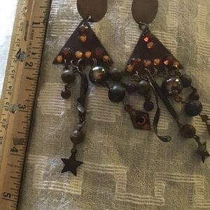 Copper & brass made in Mex, long earrings
